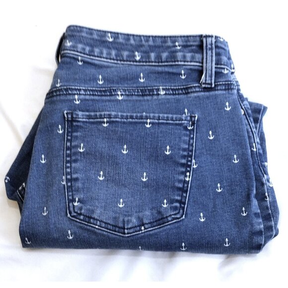 Talbots Flawless Slim Ankle Jeans Womens 12P Blue Denim Anchors Sailor - Picture 2 of 6